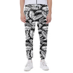Black And White Palm Leaves Print Scuba Joggers