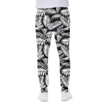 Black And White Palm Leaves Print Scuba Joggers