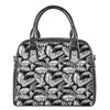 Black And White Palm Leaves Print Shoulder Handbag