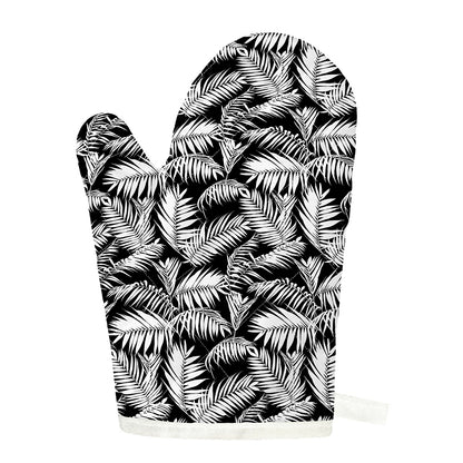 Black And White Palm Leaves Print Single Oven Mitt