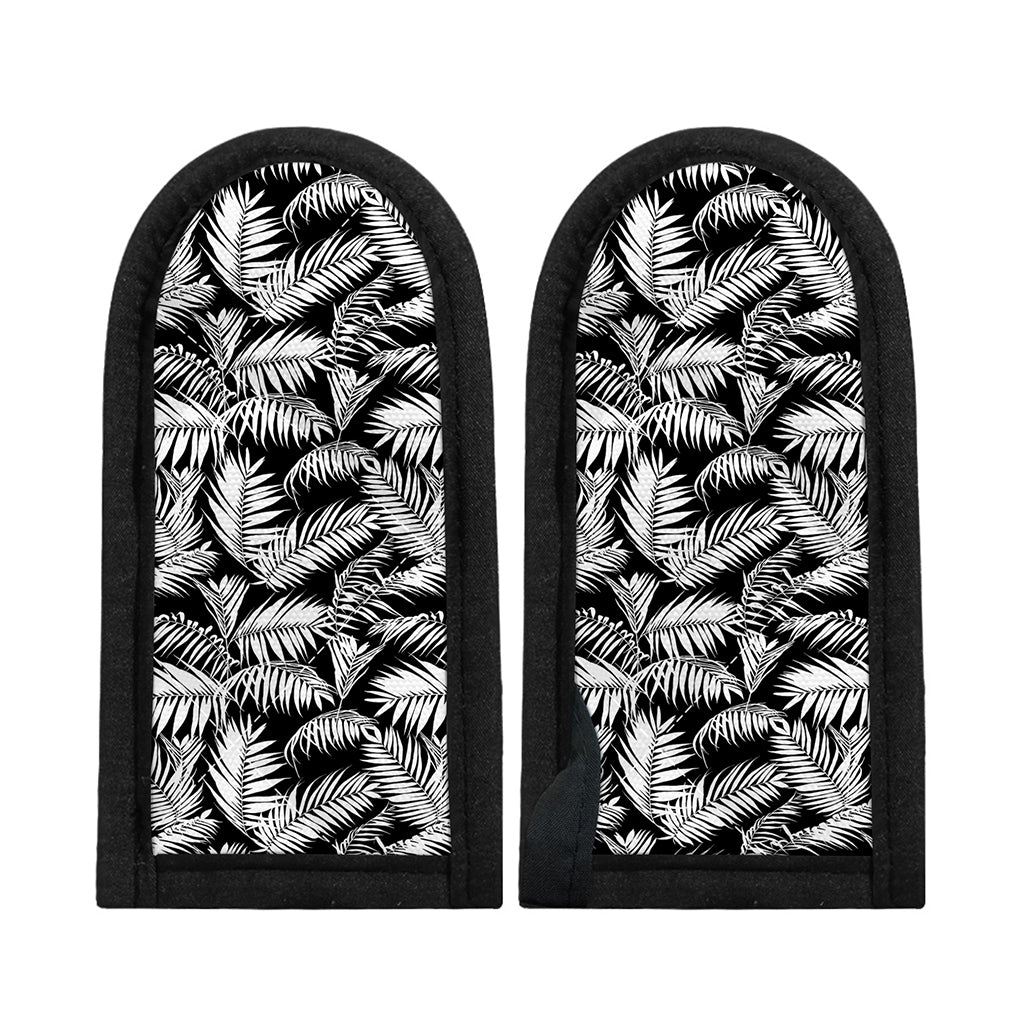 Black And White Palm Leaves Print Skillet Handle Cover