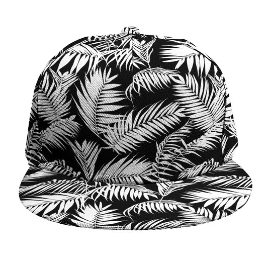 Black And White Palm Leaves Print Snapback Cap