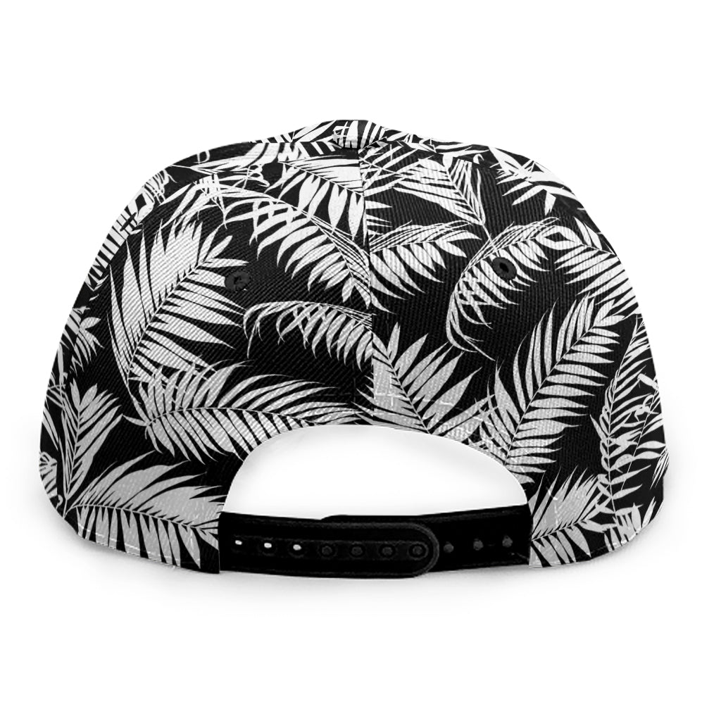 Black And White Palm Leaves Print Snapback Cap