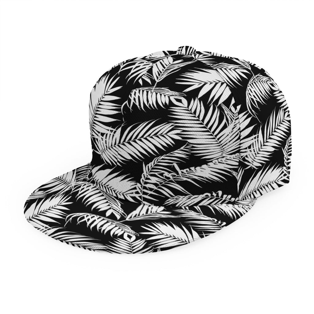 Black And White Palm Leaves Print Snapback Cap
