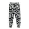 Black And White Palm Leaves Print Sweatpants