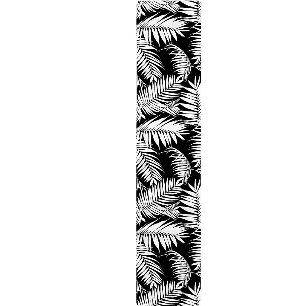 Black And White Palm Leaves Print Table Runner