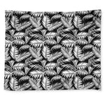 Black And White Palm Leaves Print Tapestry