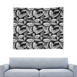 Black And White Palm Leaves Print Tapestry
