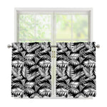 Black And White Palm Leaves Print Tier Curtains