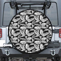 Black And White Palm Leaves Print Tire Cover