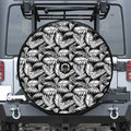 Black And White Palm Leaves Print Tire Cover With Camera Hole
