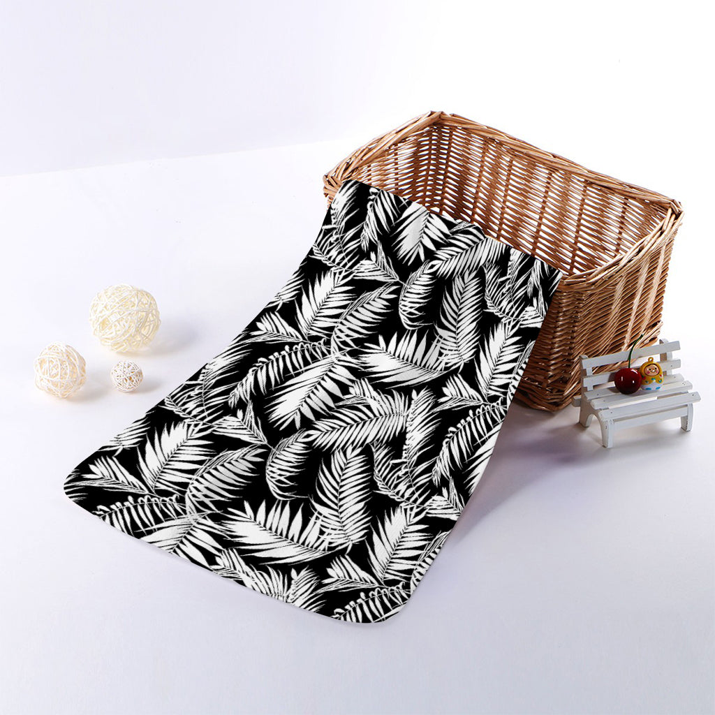 Black And White Palm Leaves Print Towel