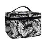 Black And White Palm Leaves Print Travel Makeup Bag