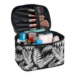 Black And White Palm Leaves Print Travel Makeup Bag