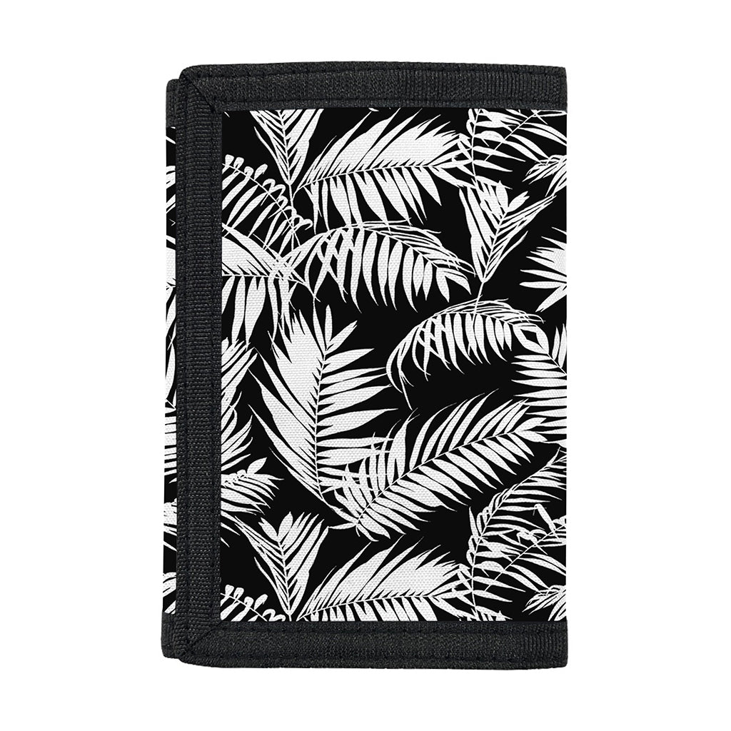 Black And White Palm Leaves Print Trifold Wallet
