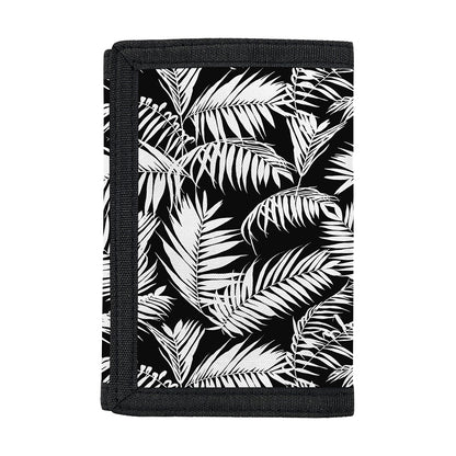 Black And White Palm Leaves Print Trifold Wallet
