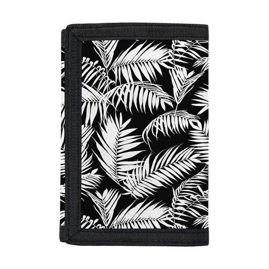 Black And White Palm Leaves Print Trifold Wallet
