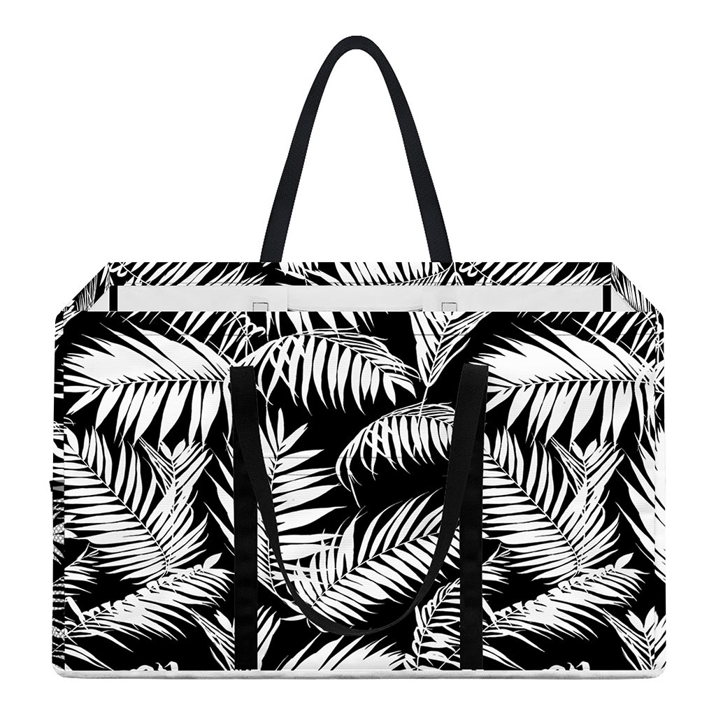 Black And White Palm Leaves Print Utility Tote Bag
