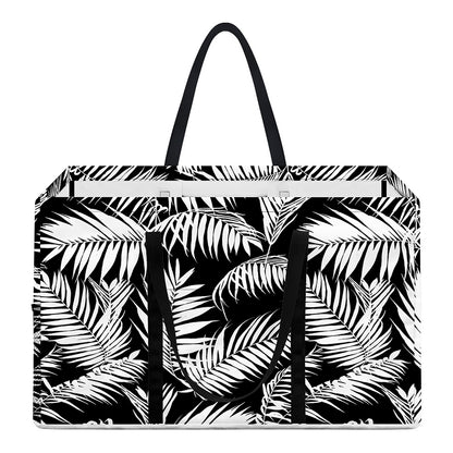 Black And White Palm Leaves Print Utility Tote Bag