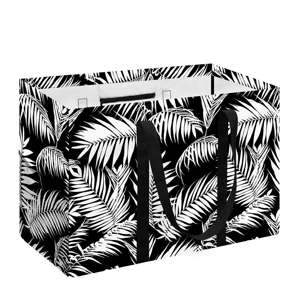 Black And White Palm Leaves Print Utility Tote Bag