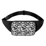 Black And White Palm Leaves Print Waist Bag