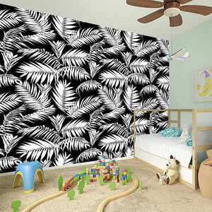 Black And White Palm Leaves Print Wall Sticker