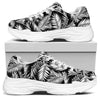 Black And White Palm Leaves Print White Chunky Shoes