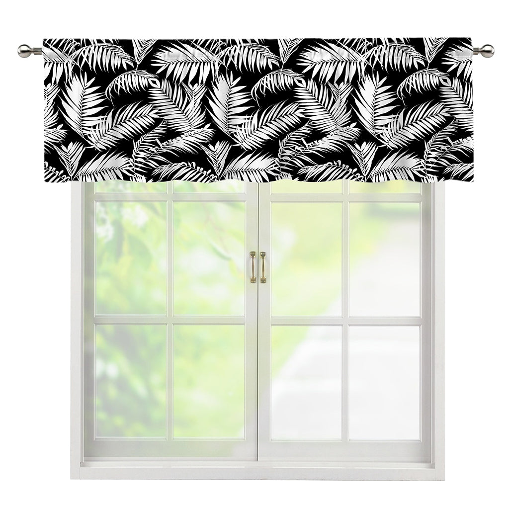 Black And White Palm Leaves Print Window Valance