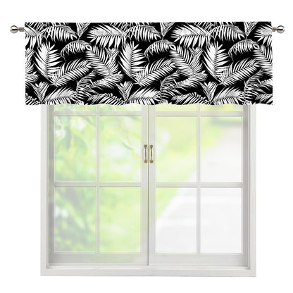 Black And White Palm Leaves Print Window Valance