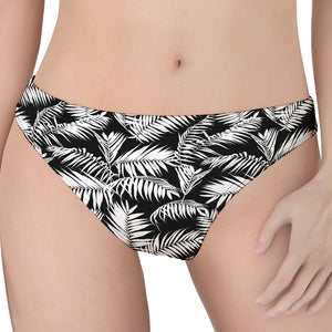 Black And White Palm Leaves Print Women's Thong