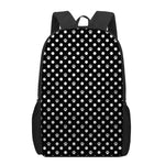 Black And White Paw And Polka Dot Print 17 Inch Backpack