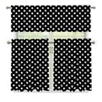 Black And White Paw And Polka Dot Print 3 Piece Kitchen Curtains