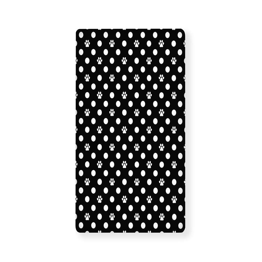 Black And White Paw And Polka Dot Print Baby Crib Sheet