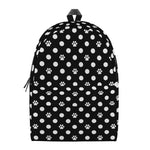 Black And White Paw And Polka Dot Print Backpack
