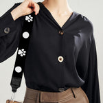 Black And White Paw And Polka Dot Print Bag Strap