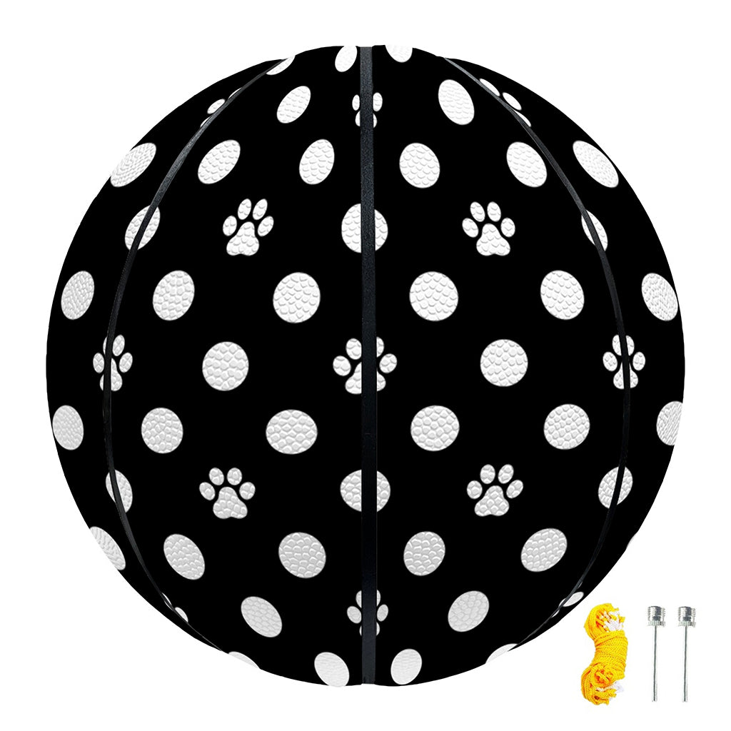 Black And White Paw And Polka Dot Print Basketball