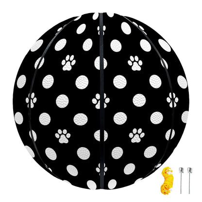 Black And White Paw And Polka Dot Print Basketball