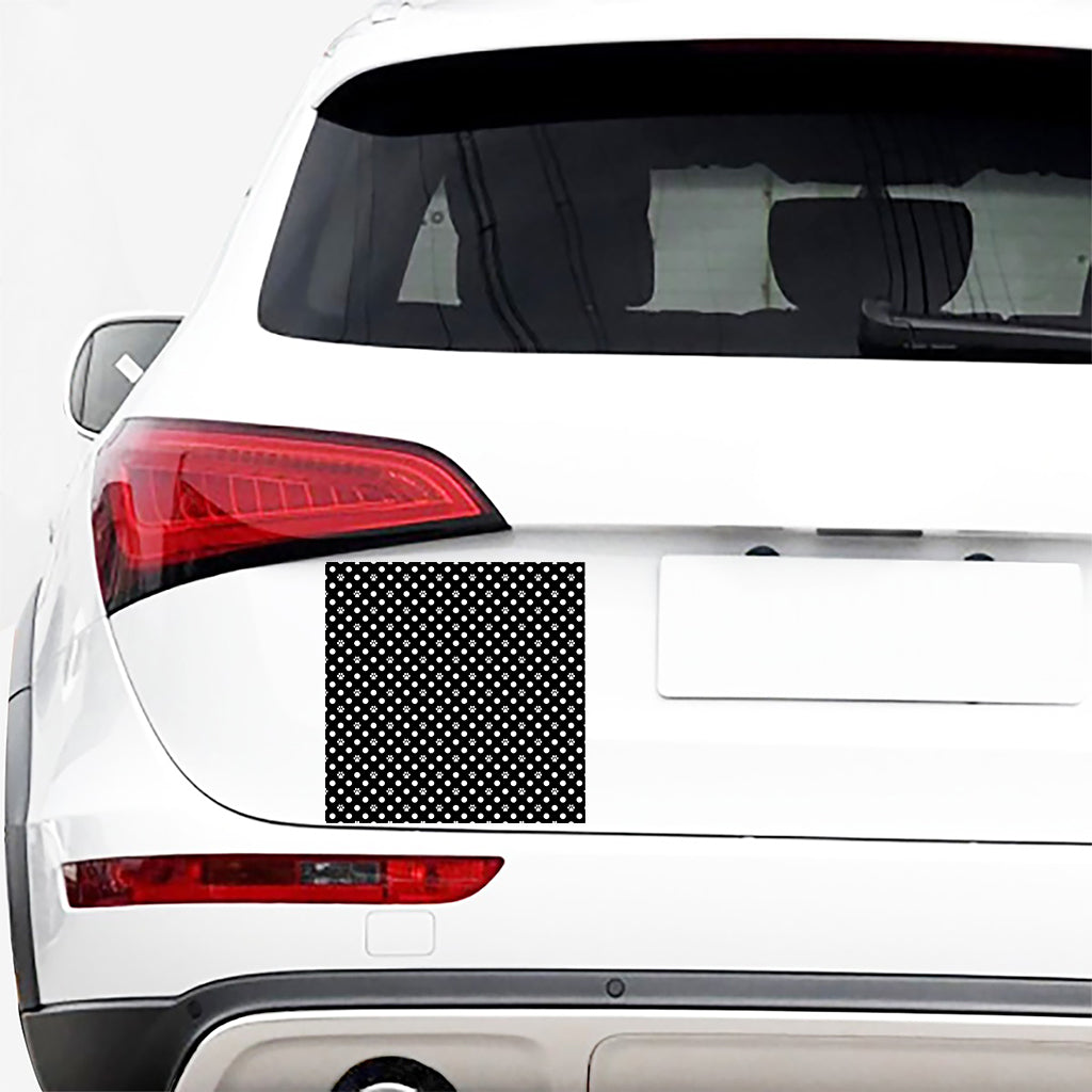 Black And White Paw And Polka Dot Print Car Sticker