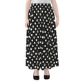 Black And White Paw And Polka Dot Print Chiffon Maxi Skirt