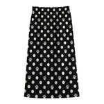 Black And White Paw And Polka Dot Print Cotton Front Slit Maxi Skirt