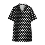 Black And White Paw And Polka Dot Print Cotton Hawaiian Shirt