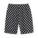 Black And White Paw And Polka Dot Print Cotton Shorts