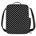 Black And White Paw And Polka Dot Print Crossbody Lunch Bag