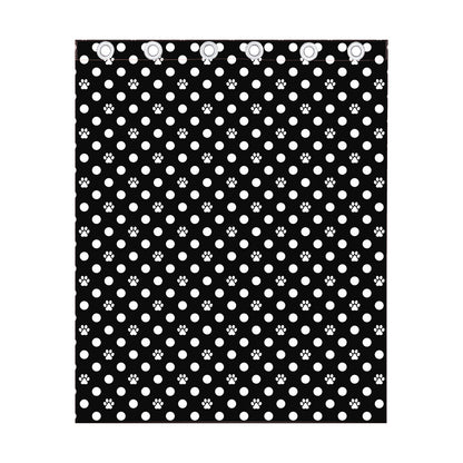 Black And White Paw And Polka Dot Print Curtain