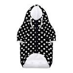 Black And White Paw And Polka Dot Print Dog Zip Up Hoodie