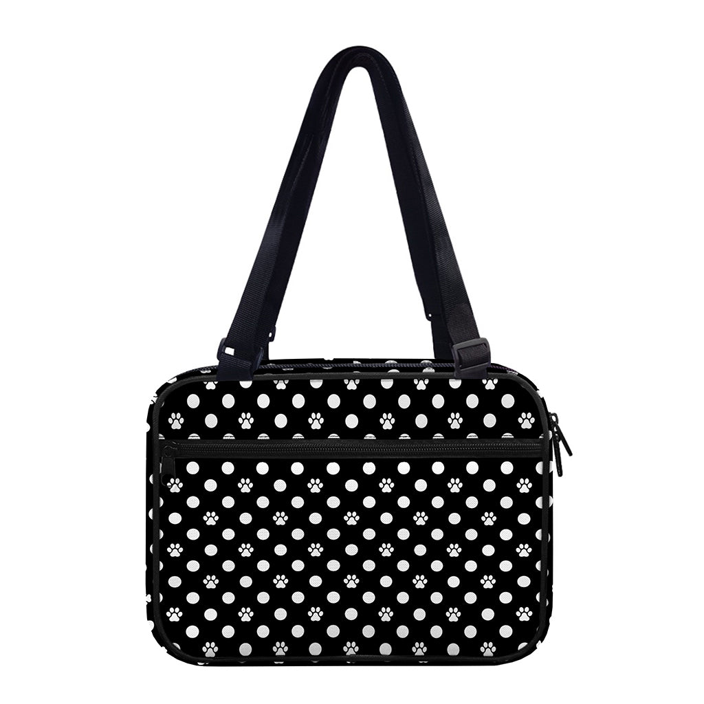 Black And White Paw And Polka Dot Print Double Strap Bible Bag