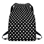 Black And White Paw And Polka Dot Print Drawstring Backpack