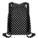 Black And White Paw And Polka Dot Print Drawstring Backpack