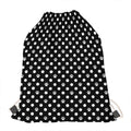 Black And White Paw And Polka Dot Print Drawstring Bag