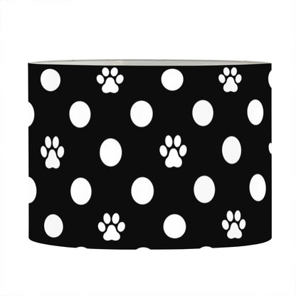 Black And White Paw And Polka Dot Print Drum Lamp Shade